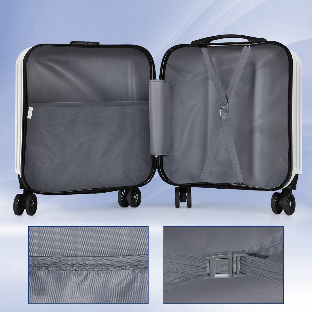 18 inch Underseat Carry-On Rolling Travel Luggage Bag w/ Wheels, Hard Shell Suitcase