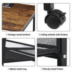 3-Tier Tall End Table with Charging Station - Sofa Side Table with USB Ports and Power Outlets, Rustic Brown