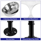 Elevated Dog Cat Bowls Raised Dog Cat Bowl Stand with 2 Removable Stainless Steel Bowls Small Dog Bowls Food and Water Bowl