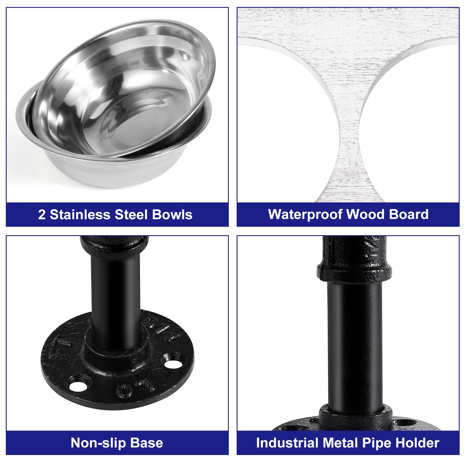 Elevated Dog Cat Bowls Raised Dog Cat Bowl Stand with 2 Removable Stainless Steel Bowls Small Dog Bowls Food and Water Bowl