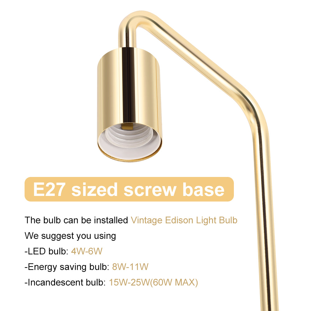 Elegant Gold Industrial Desk Lamp with Wood Base and Metal Frame, Retro Edison Style Nightstand Light for Bedrooms, Dorms, and Home Offices