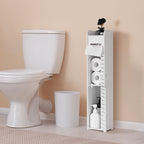 4-Tier Freestanding Bathroom Storage Tower for Toilet Tissue Rolls, White Slim Cabinet Organiser