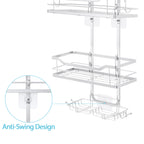 Behind the door, hanging, stainless steel, bathroom metal shelves hanging from the shower screen, shower basket shelves without drilling, bathroom storage shelves with hooks
