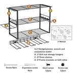 3-Tier Power Tool Storage Rack, Wall-Mounted Drill Holder with 4 Slots, Heavy-Duty Metal Tool Organizer for Garage