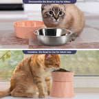 Detachable Blue Raised Pet Bowls - Double Layer Stainless Steel Elevated Feeder for Cats & Small Dogs, Spine Protection