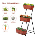 3-Tier Vertical Raised Garden Bed - Freestanding Planter Box Set for Vegetables, Herbs, and Flowers, Brick Red
