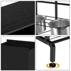 2 Bowl Elevated Dog Feeder with Adjustable Height, Raised Pet Feeding Station Cabinet with Toy Storage Basket, Divided Storage Space & Food Bowls, Pet Storage Organizer for Dog Supplies