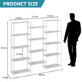 Modern 5-Tier Bookshelf and Display Rack, Tall Minimalist Storage Organizer for Living Room and Office, White Metal Frame,