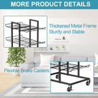 5 Tier Rolling Water Bottle Organizer Stand with Lockable Casters, Black Metal Beverage Bottle Storage Rack, Freestanding Water Bottle Holder for Kitchen Pantry Cabinet Garage
