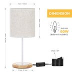 Modern Desk Lamp, Nightstand Lamp for Bedroom, Office, College Dorm, Living Room with Linen Fabric Lamp Shade and Wooden Base