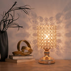 Elegant Small Crystal Gold Desk Lamp, Modern Bedside Nightstand Lamp for Kids' Room & Living Room