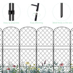10-Pack Decorative Metal Garden Fence Panels - Rustproof No-Dig Animal Barrier - Arched Wire Edging for Flower Beds, Patio & Outdoor Decor
