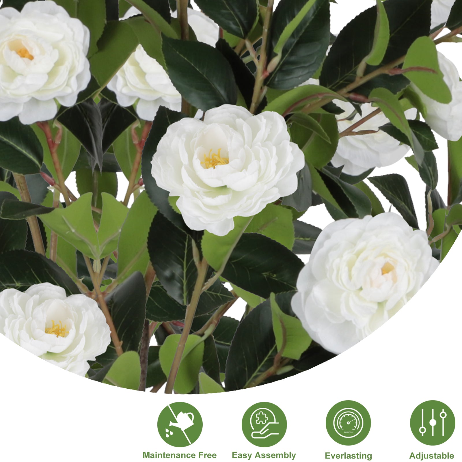 47” Artificial Camellia Tree with White Flowers 2 Pack