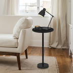 Set of 2 Round Side Tables - Modern Accent End Table with Marble Base for Living Room & Patio