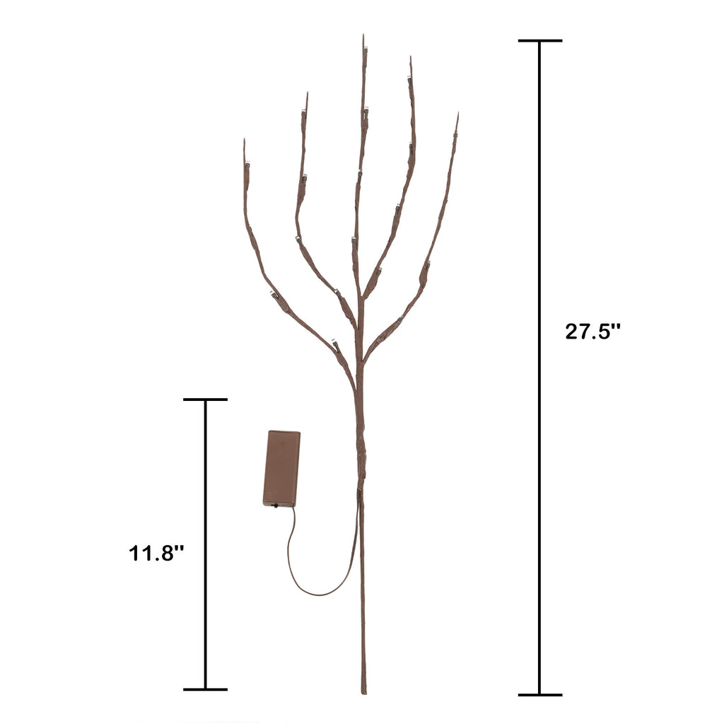 Set of 5 LED Willow Branch Lights - Battery Operated Realistic Twig Fairy Lighting for Interior Home Decor and Ambient Illumination