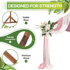 9FT Roof Style Wooden Wedding Arch, Rustic Brown Solid Wood Ceremony Arch Backdrop Stand, Heavy Duty Freestanding Arbor Frame for Wedding, Bridal Shower, Birthday, Anniversary, Indoor & Outdoor Decor