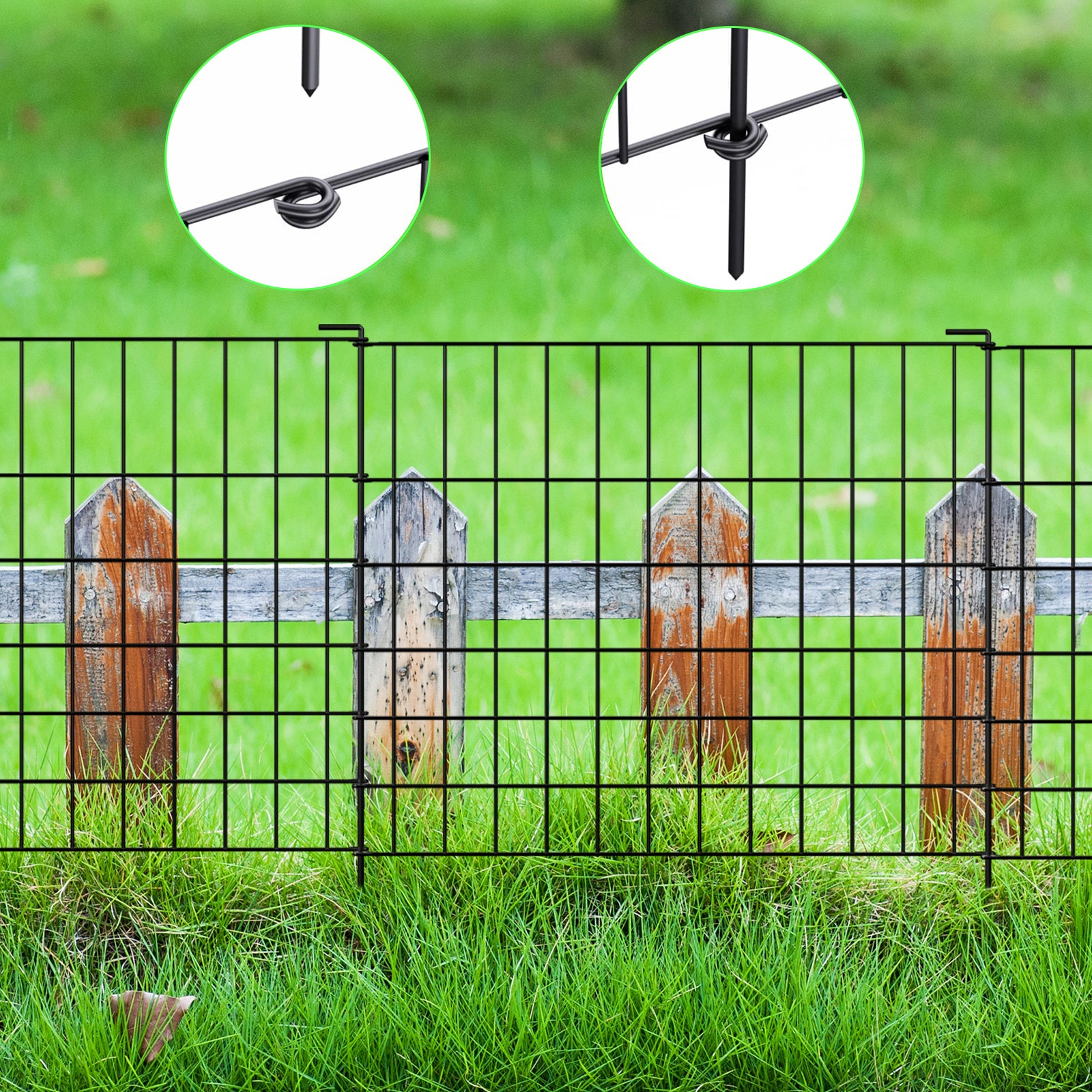 4-Pack Decorative Metal Garden Fence Panels - 30inchx24inch Heavy Duty Flower Bed Barrier & Animal Barrier