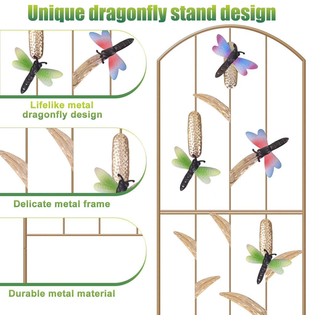 2-Pack Dragonfly Garden Trellis - 52inch Rustproof Metal Plant Support - Decorative Arched Trellis for Climbing Flowers & Vines
