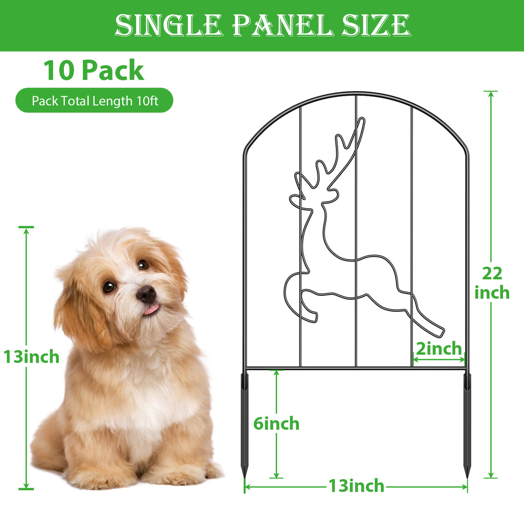 10-Panel Christmas Pattern Garden Fence - 10.4FT Metal Landscape Border with Festive Silhouettes