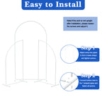 Set of 3 Metal Arch Backdrop Stand, 7.2FT & 2PCS 5FT White Arched Wedding Arch Frame, Heavy Duty Round Pipe Balloon Flower Arch Stand for Wedding Birthday Baby Shower Graduation Ceremony Party Decor