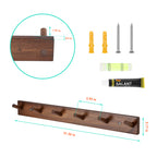 Rustic Dark Wood Peg Coat Hooks Set of 2, 6-Peg Wall Mount Hanging Rack, Farmhouse Wall Coat Hanger for Entryway Mudroom Towels Umbrellas Scarves