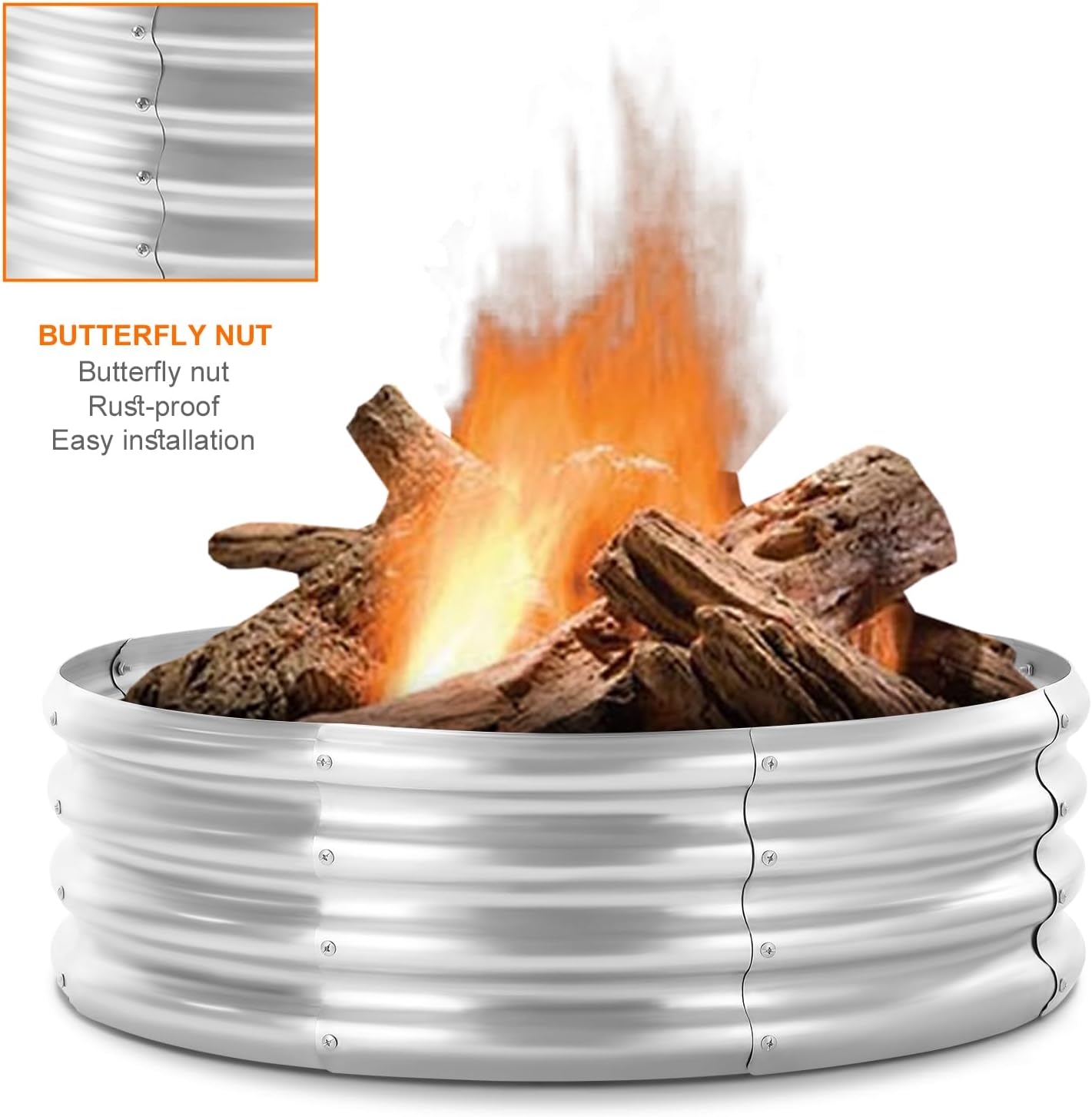 36 Inch Round Galvanized Steel Fire Pit Ring (12" Deep) - Durable Outdoor Liner for Camping & Backyard