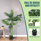 4FT Artificial Palm Tree - Lifelike Faux Tropical Plant in Pot - Realistic Textured Trunk & Silk Leaves for Indoor Home Office & Holiday Decor