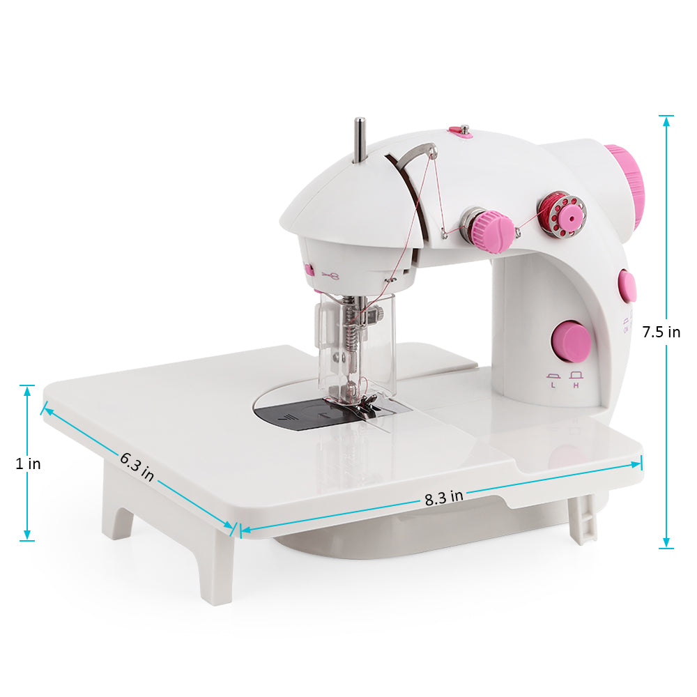 Mini Electric Portable Sewing Machine for Beginners, 2-Speed Double Thread Mending Machine with Foot Pedal
