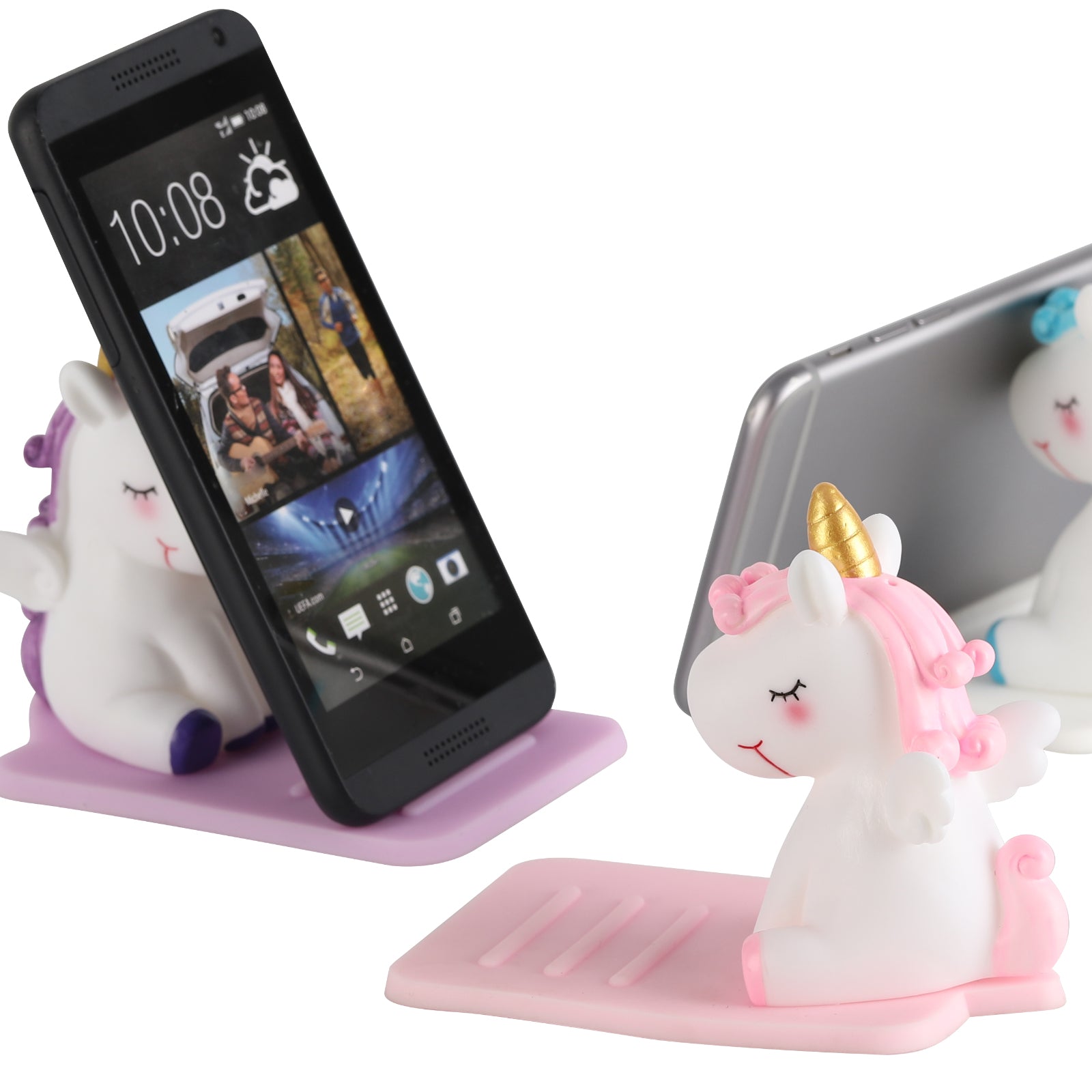 3-Pack Cute Unicorn Desktop Cell Phone Stands - Multi-Angle Adjustable Silicone Phone Holders for Kids, Office, and Home