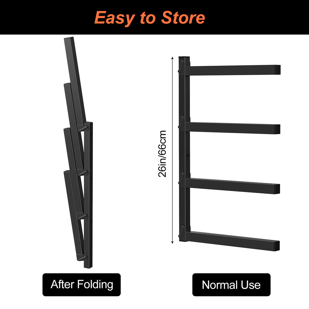 4-Pack Heavy-Duty Wall Mount Lumber Storage Rack - 4-Level Adjustable Steel Wood Organizer for Garage & Workshop