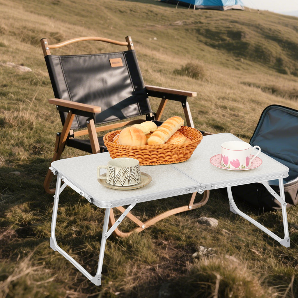 24-Inch Folding Aluminum Camping Table - Portable Low Picnic Table for Outdoor & Indoor Use - Lightweight Small Table for Tailgating & Garden
