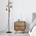 66 Inch Rustic Wood Floor Lamp - Industrial Farmhouse Standing Edison Light for Living Room, Bedroom, and Home Office Reading