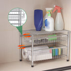 2-Tier Sliding Basket Organizer, Pull-Out Under Sink Storage Drawers for Kitchen & Bathroom
