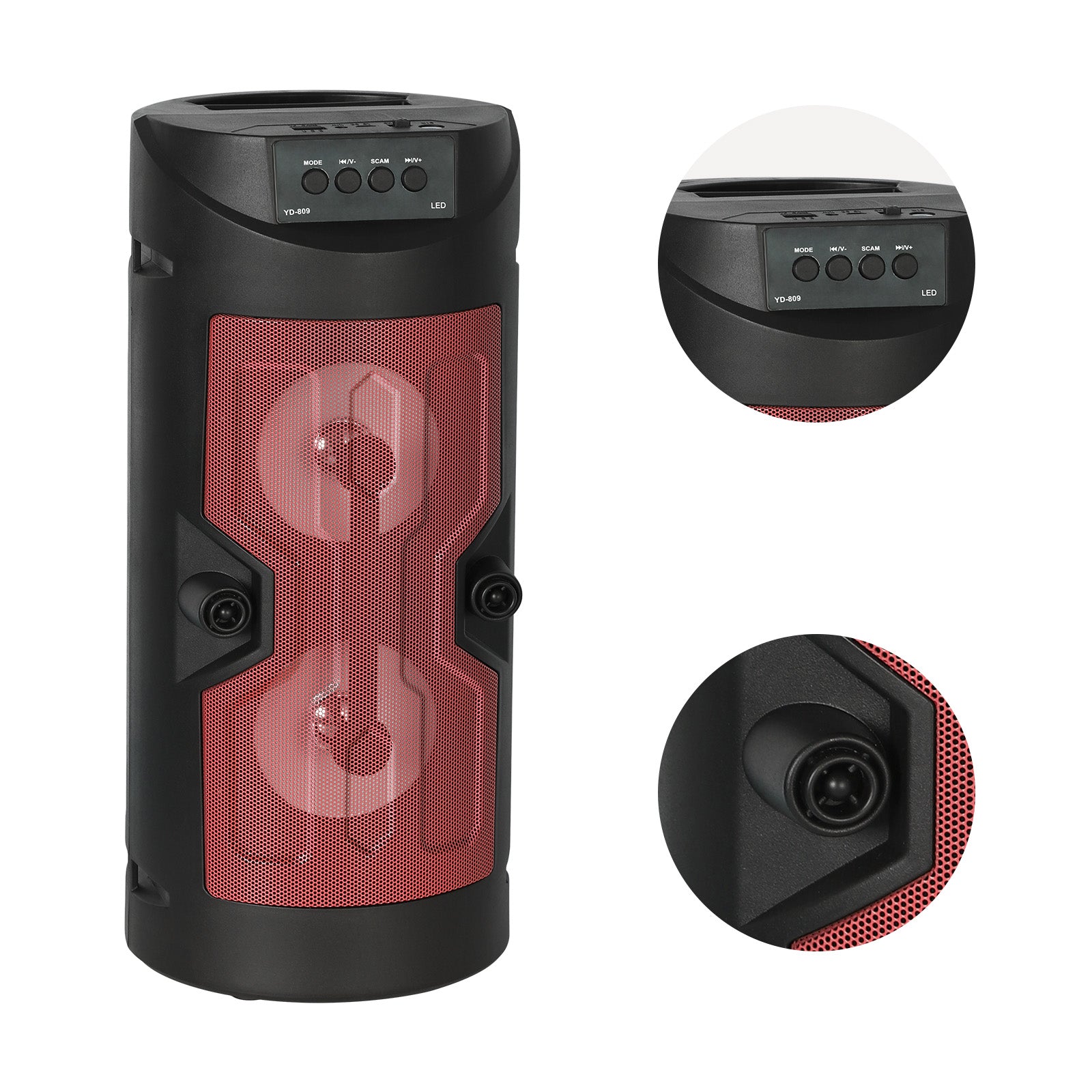 Wireless Bluetooth Karaoke Speaker - Red Dual-Speaker System with Microphone