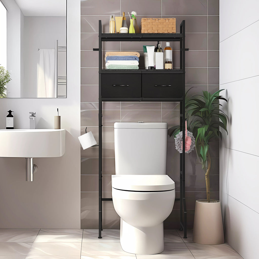Over The Toilet Storage Cabinet - Freestanding Bathroom Organizer with Drawer