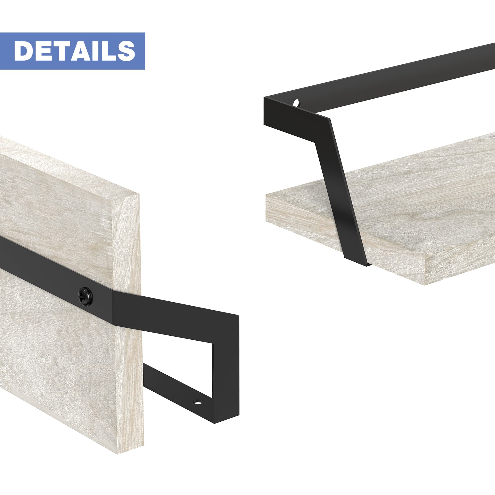 Rustic Wooden Floating Shelves Set of 3 - Wall Mounted Decorative Display Racks for Living Room & Bedroom