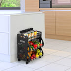 Fruit Vegetable Basket, 3 Tier Stackable Storage Baskets for Kitchen, Fruit Vegetable Organizer Cart with Wheels, Utility Rack for Pantry, Produce, Onion, Potato