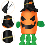 2 Pack Halloween Pumpkin Windsock Decorations, Light Up Hanging Jack-O-Lantern with Witch Hat, 53 Inch Glowing Outdoor Flag for Yard, Porch, Tree, Party Decor