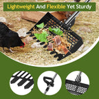 Multi-Purpose Waste Sifter and Rake Tool - Adjustable Stainless Steel Poop Shovel for Poultry Coops, Cat Litter, and Stable Maintenance - Long Handle Cleaning Solution, Black