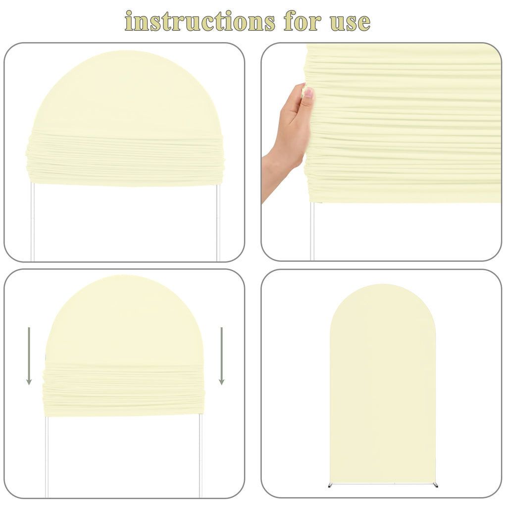 7.3FT Beige Arch Backdrop Cover, Spandex Fitted Chiara Arch Cover for Wedding & Birthday Events