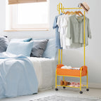 Gold Rolling Garment Rack - Heavy Duty Clothing Rack with Shelves & Side Hooks