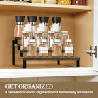 4-Tier Expandable Spice Rack (Set of 2) -Adjustable Step Shelves for Kitchen Cabinets & Countertops