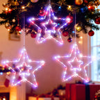 3-Pack Large Hanging Star String Lights, Remote Controlled Multi-Color Window Curtain Lights for Bedroom and Patio,