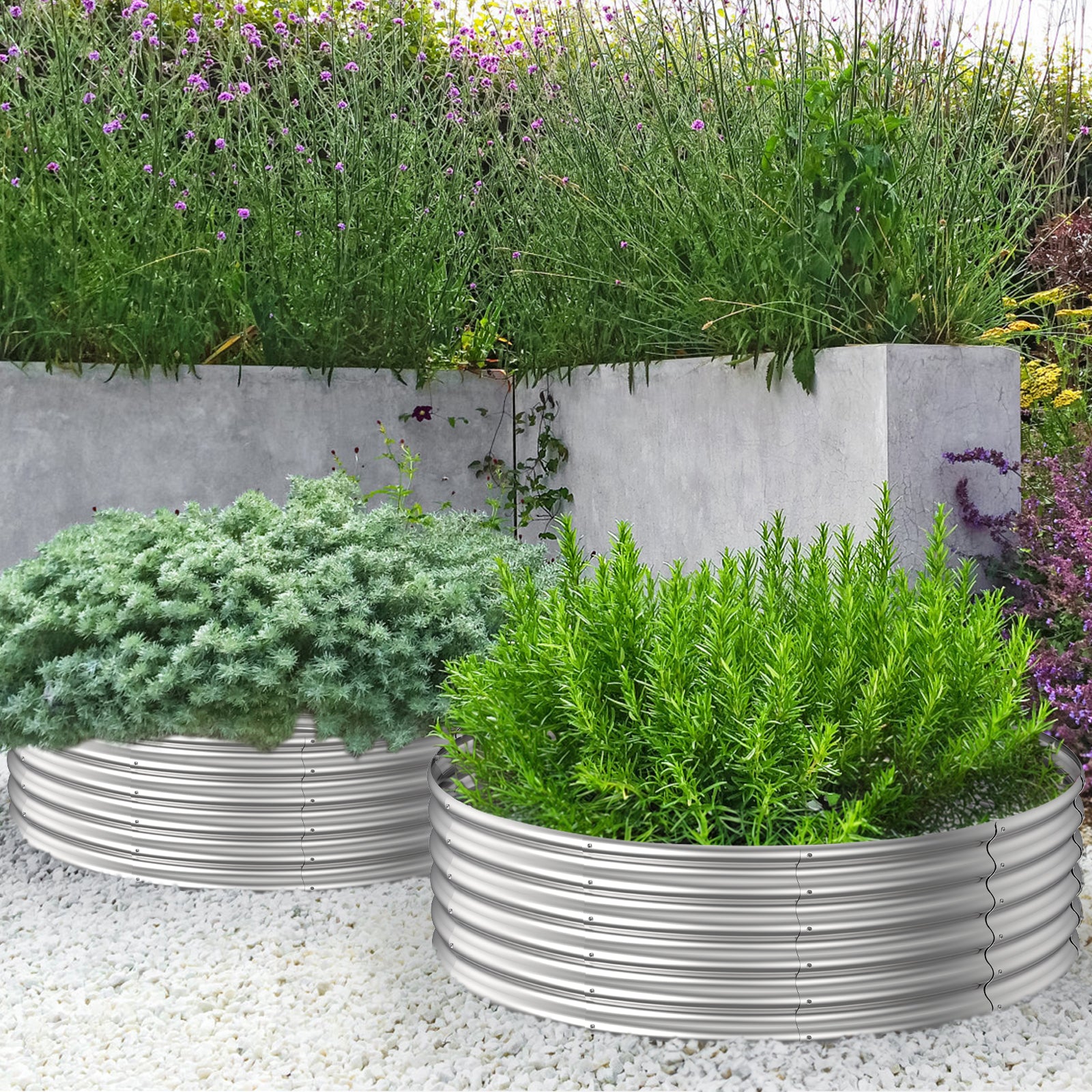 Large Round Galvanized Fire Pit Ring & Garden Planter