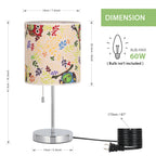 Modern Leaf Pattern Bedside Table Lamp， Decorative Printed Fabric Nightstand Lamp for Decor.