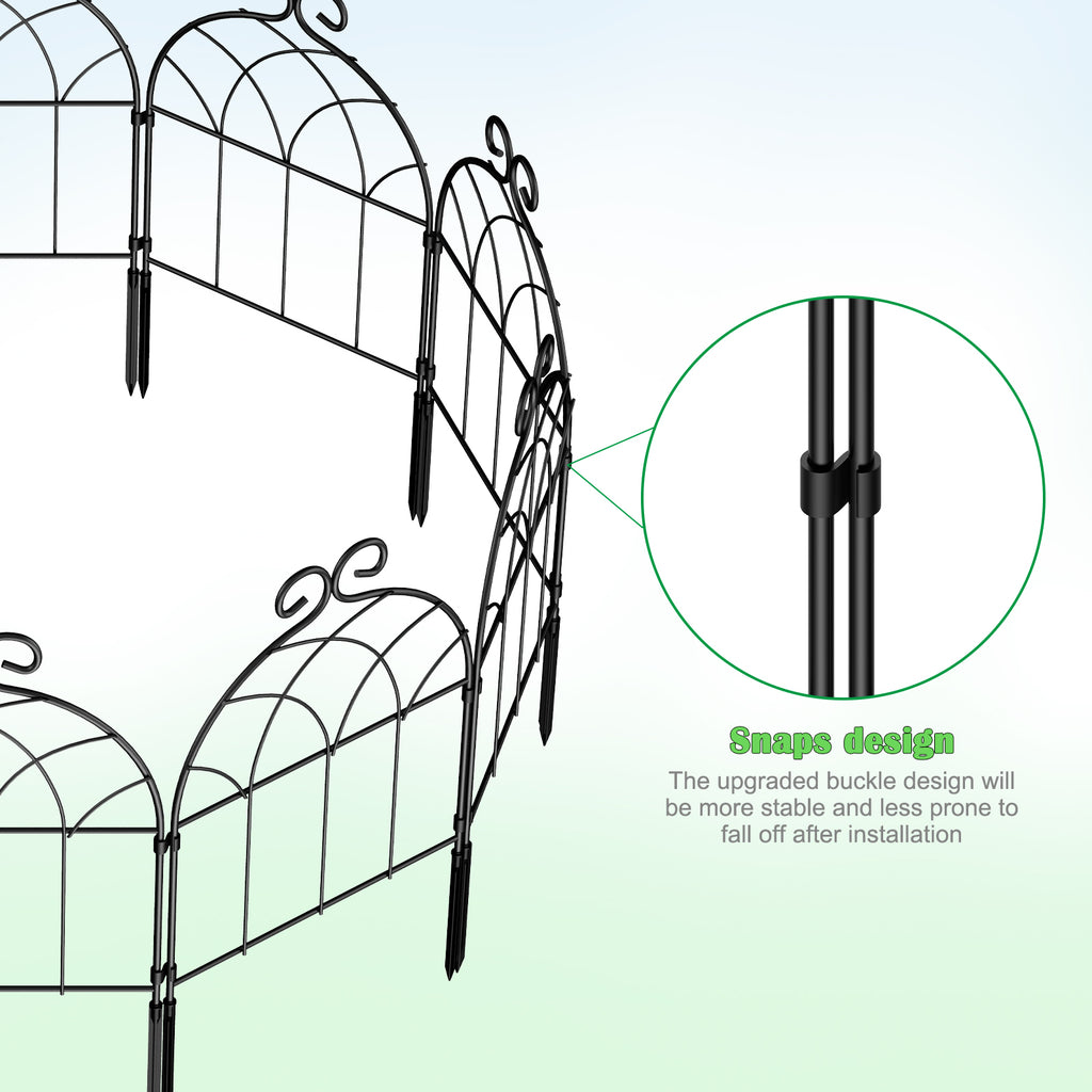 20-Piece Decorative Metal Garden Fence, Interlocking Flower Bed Edging Border, White Retro Design