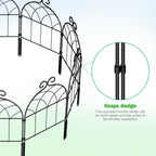 20-Piece Decorative Metal Garden Fence, Interlocking Flower Bed Edging Border, White Retro Design