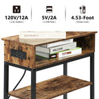 Industrial Coffee Table with Open Storage Shelf - Rustic Brown Living Room Center Table with Metal Frame