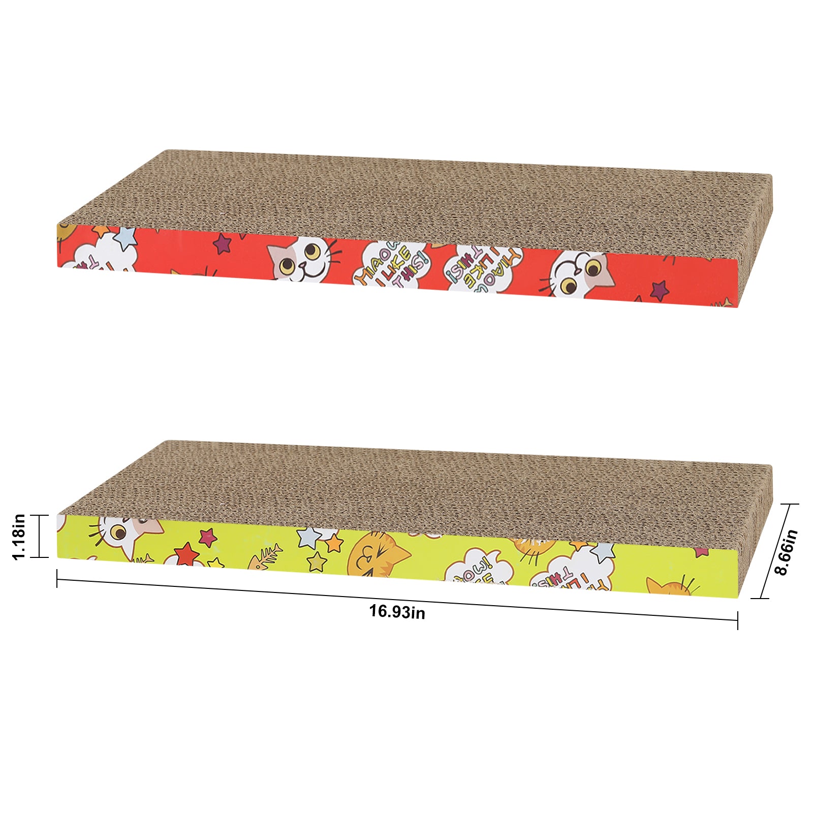 2-Pack Reversible Cat Scratcher Cardboard, Durable Corrugated Scratching Pad & Lounge for Cats