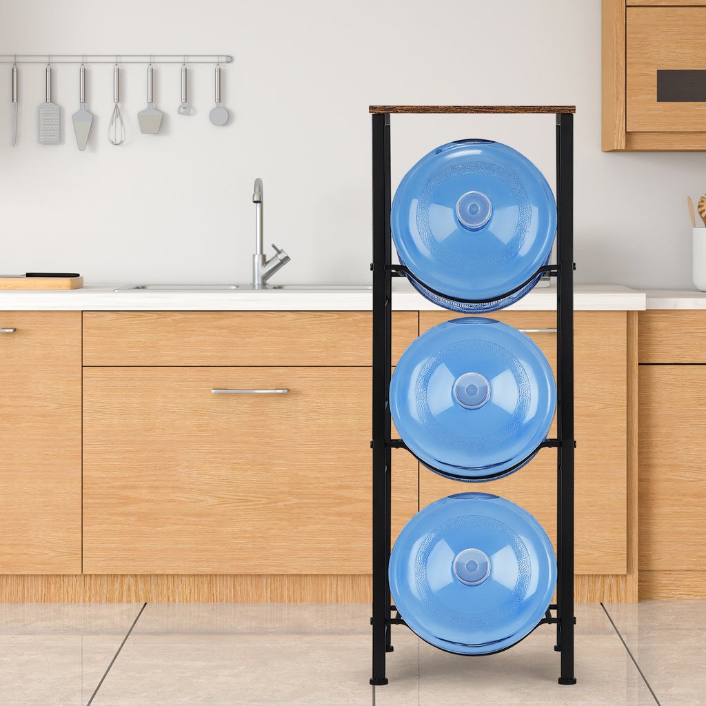 Heritage 3-Tier Water Jug Tower | Space-Saving Organizer with Rustic Wood Accents